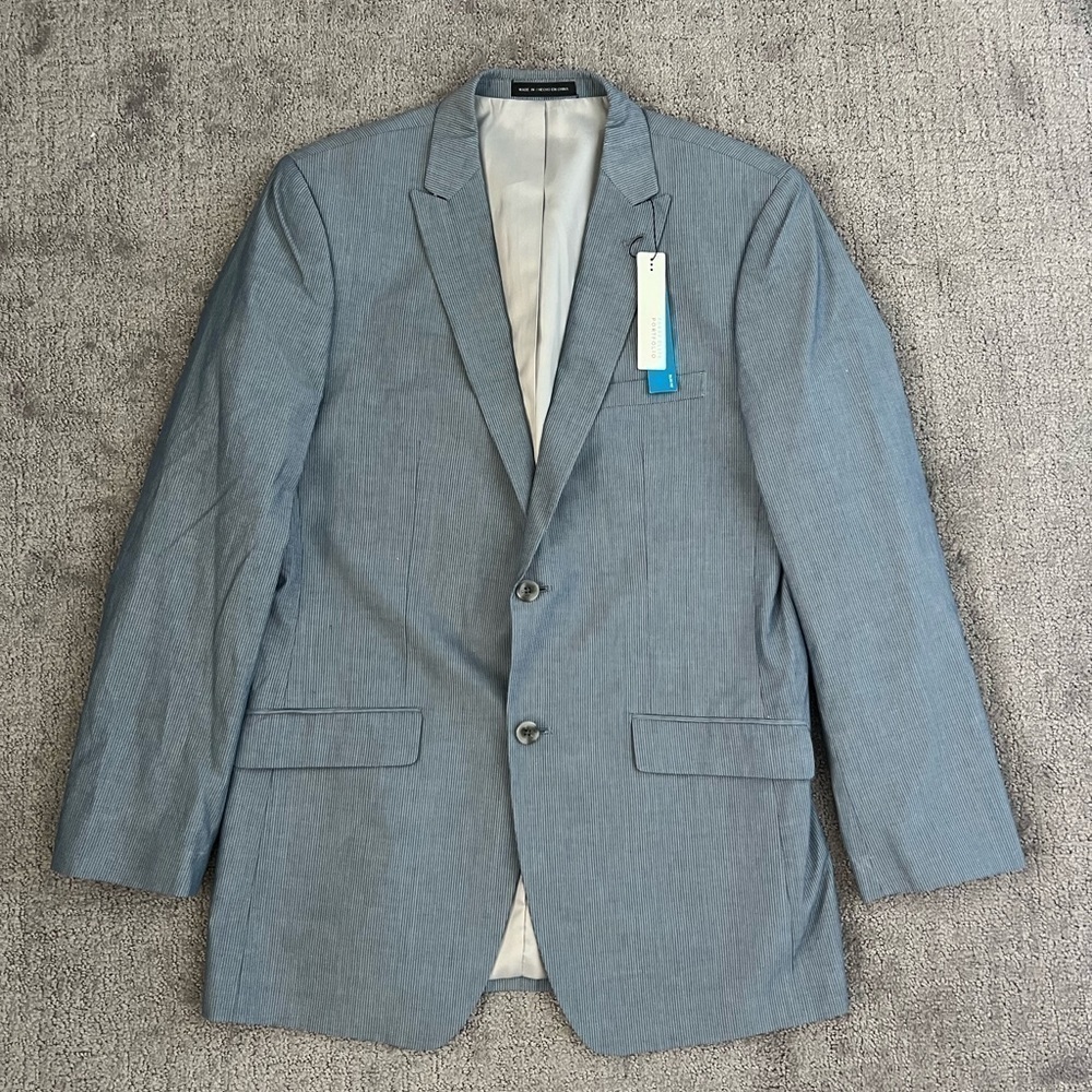 Perry Ellis Denim Narrow Stripe Slim Fit Sport Coat